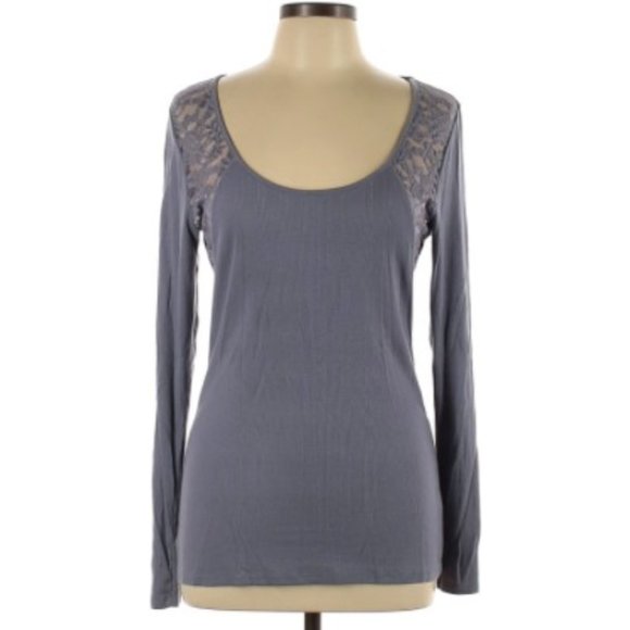 MODA International Lace Inset Scoop Neck Top L - Picture 1 of 4